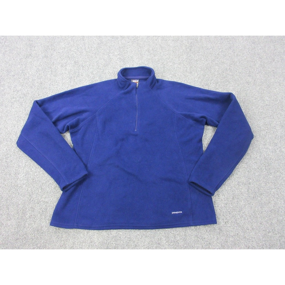 Vintage Patagonia Capilene Fleece Pullover Womens Large Blue 1/4 Zip Hiking